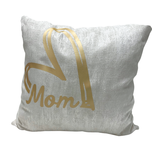 Mothers Day MOM with gold heart pillow cover  - Sustainable Décor Pillows