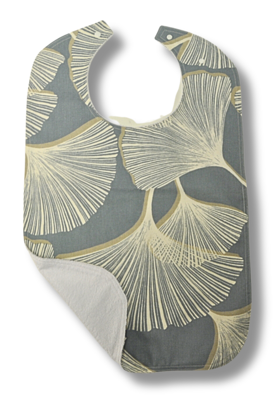 Bibs for Men & Women, Highly Absorbent Breathable Washable and Reusable- White Leaves on Blue