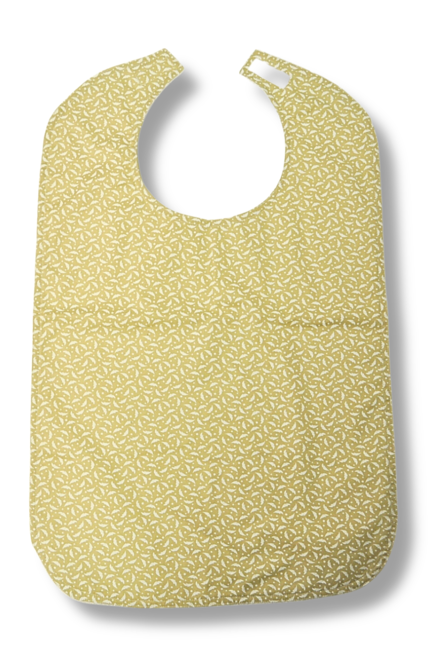 Bibs for Men & Women, Highly Absorbent Breathable Washable and Reusable- Beige & White Leaves
