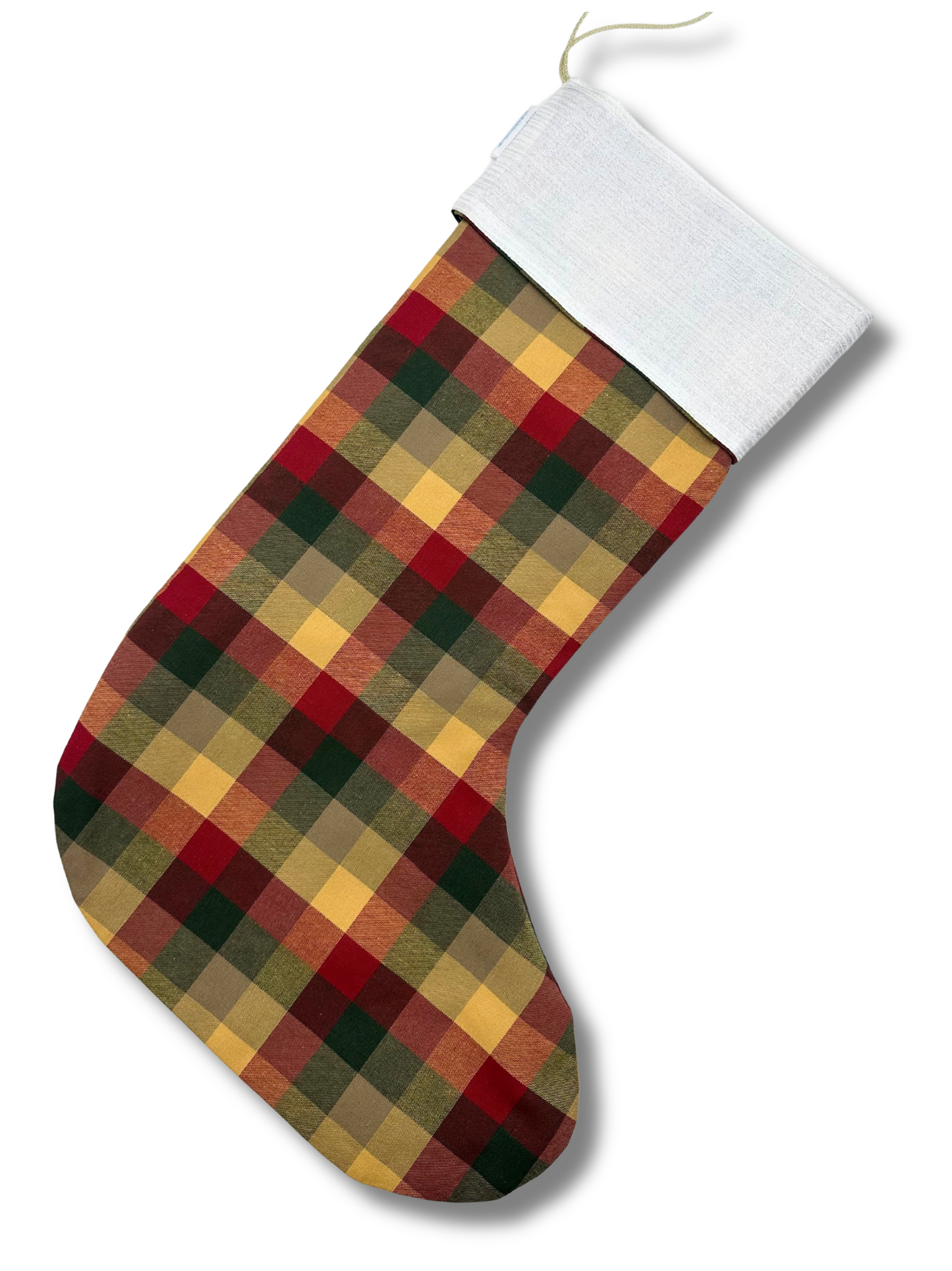 Christmas Stockings-Reversible- White and Plaid