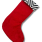 Christmas Stocking-Reversible- Red with White and Black Stripes