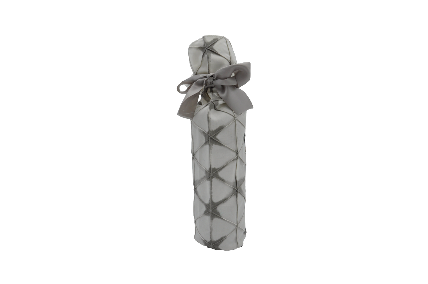 White & Grey Cross Lines - Repurposed Fabric Wine Bag