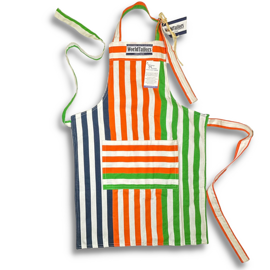Navy, Orange & Green Stripes - Handmade Reversible Aprons